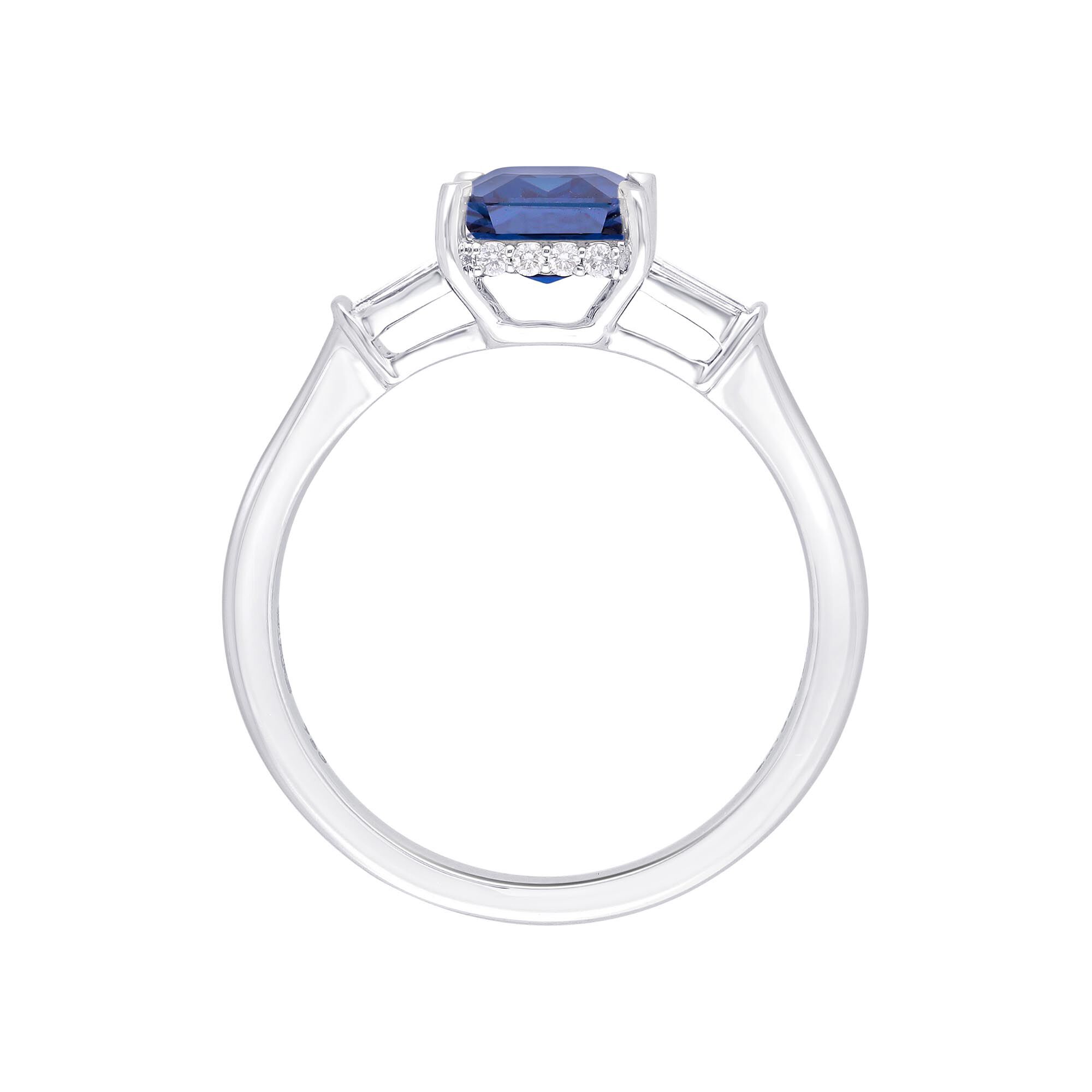 Blue Sapphire and Diamond Tapered Baguette Ring | SG20992R-8S