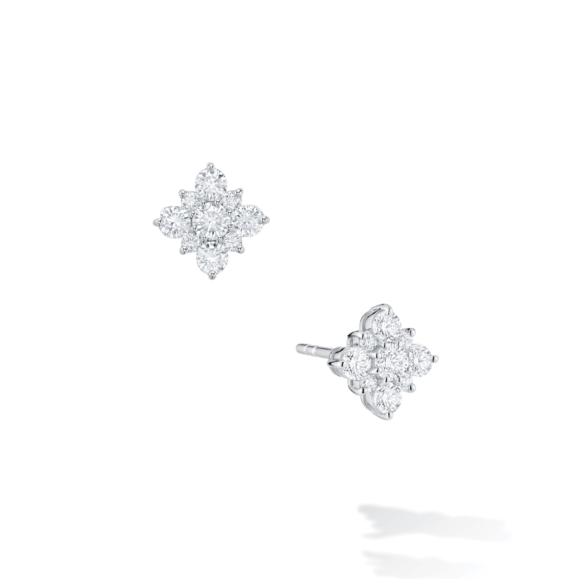 Birks Snowflake | White Gold Cluster Diamond Snowflake Stud Earrings