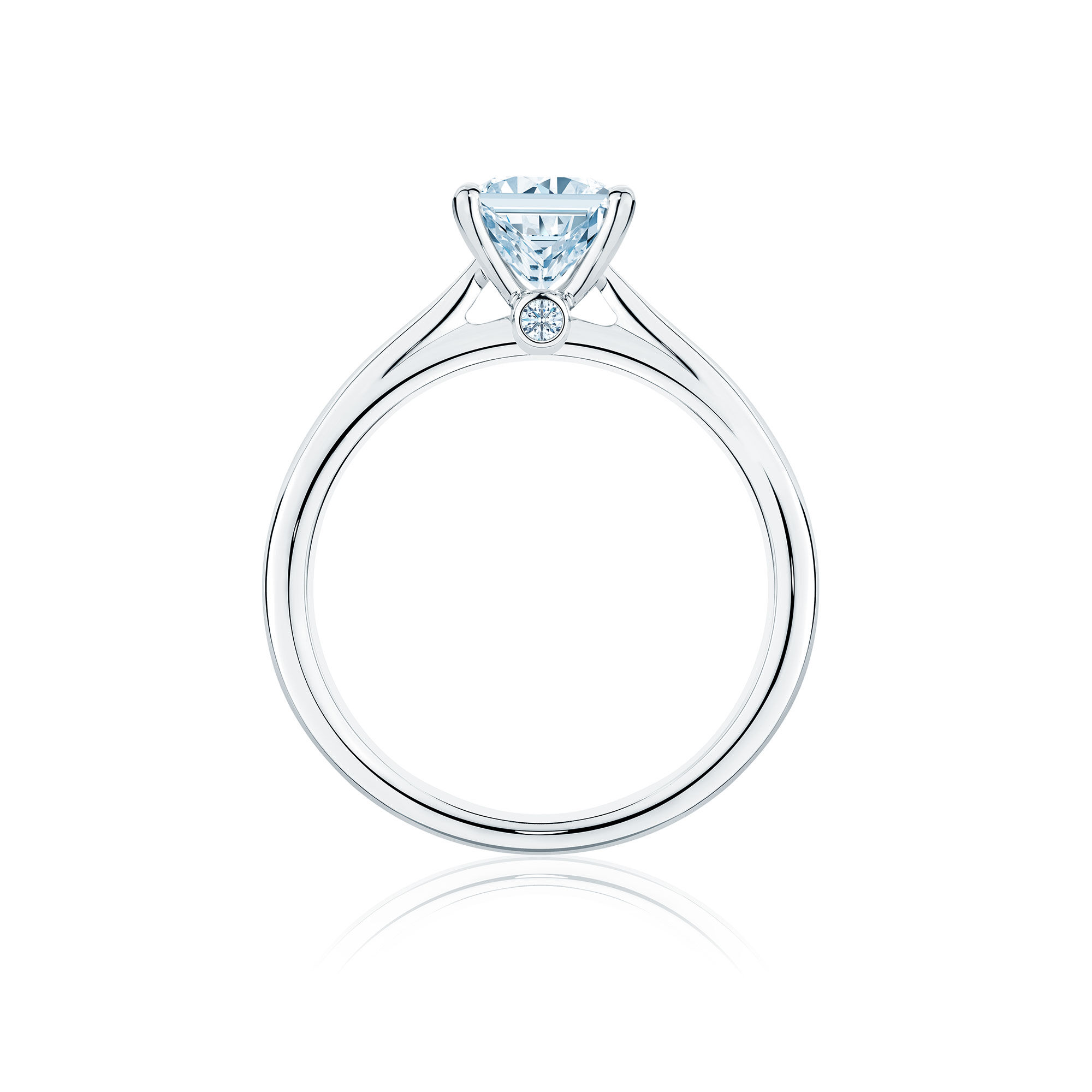 Princess Cut Solitaire Diamond Engagement Ring-5-5-0-5-H-VS1-18k 