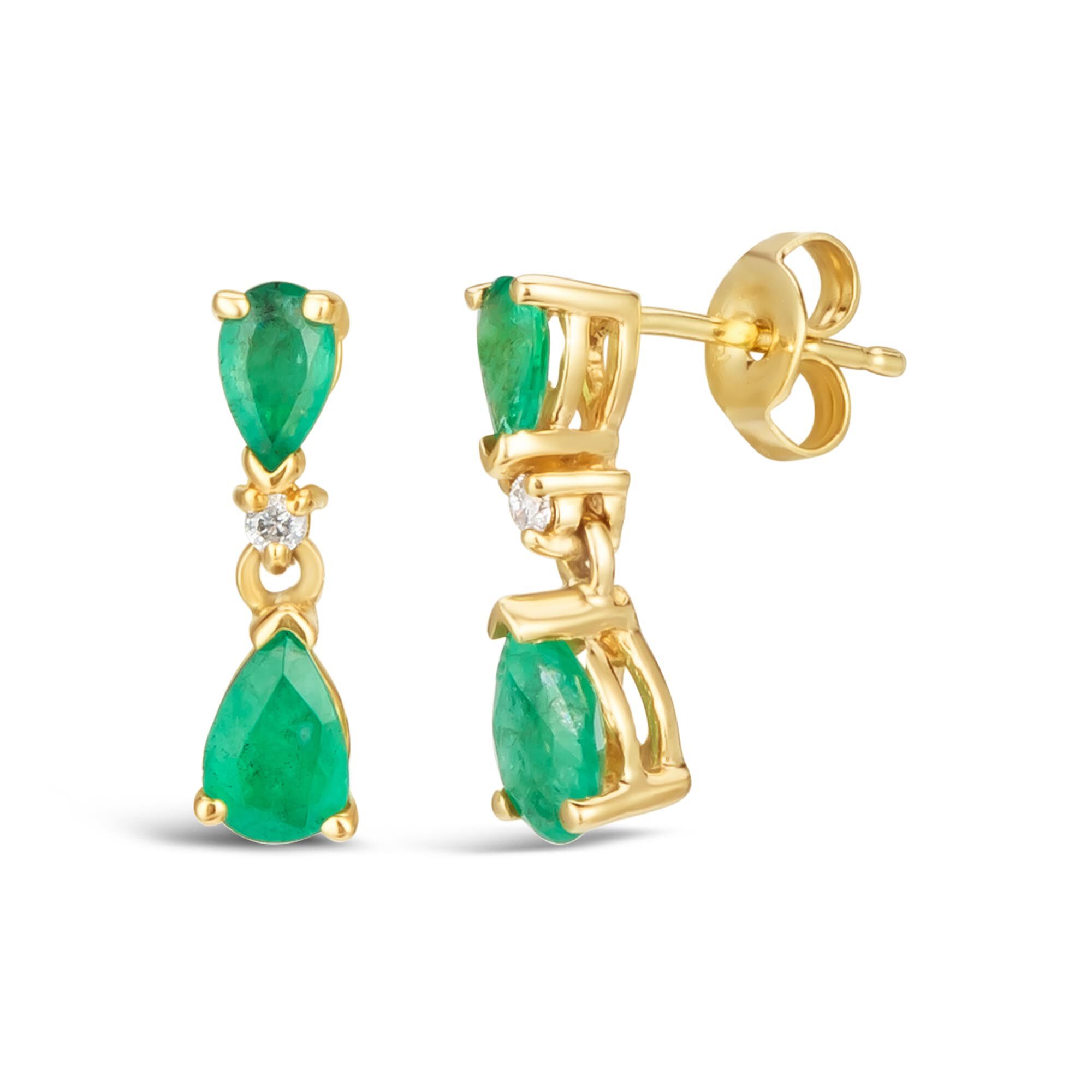 Yellow Gold and Emerald Teardrop Earrings | Maison Birks Salon