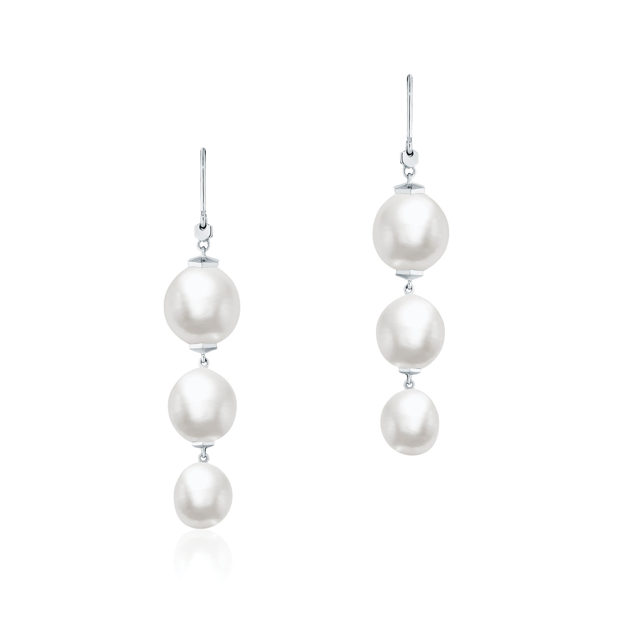 Freshwater Baroque Pearl and Silver Drop Earrings | Birks Pearls