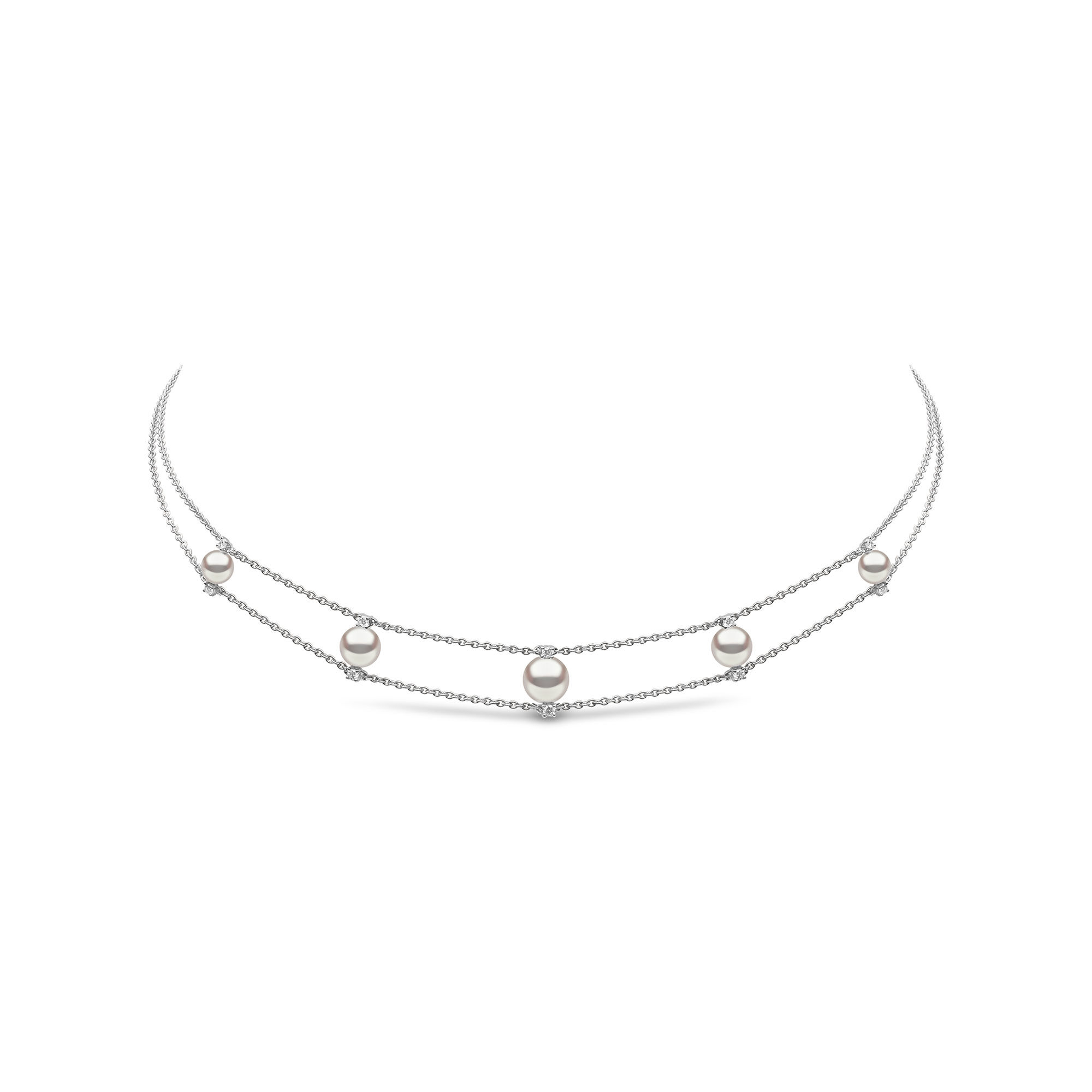 Trend White Gold Pearl and Diamond Choker Necklace | Yoko London 