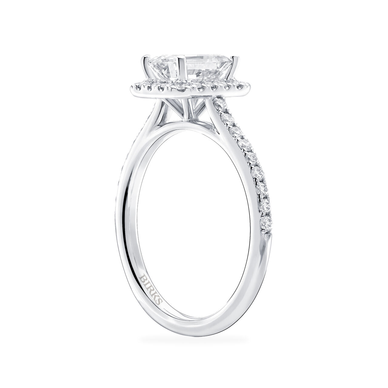 Emerald Cut Diamond Engagement Ring with Halo and PavÃ©  Band-5-51-01-G-VS1-platinum