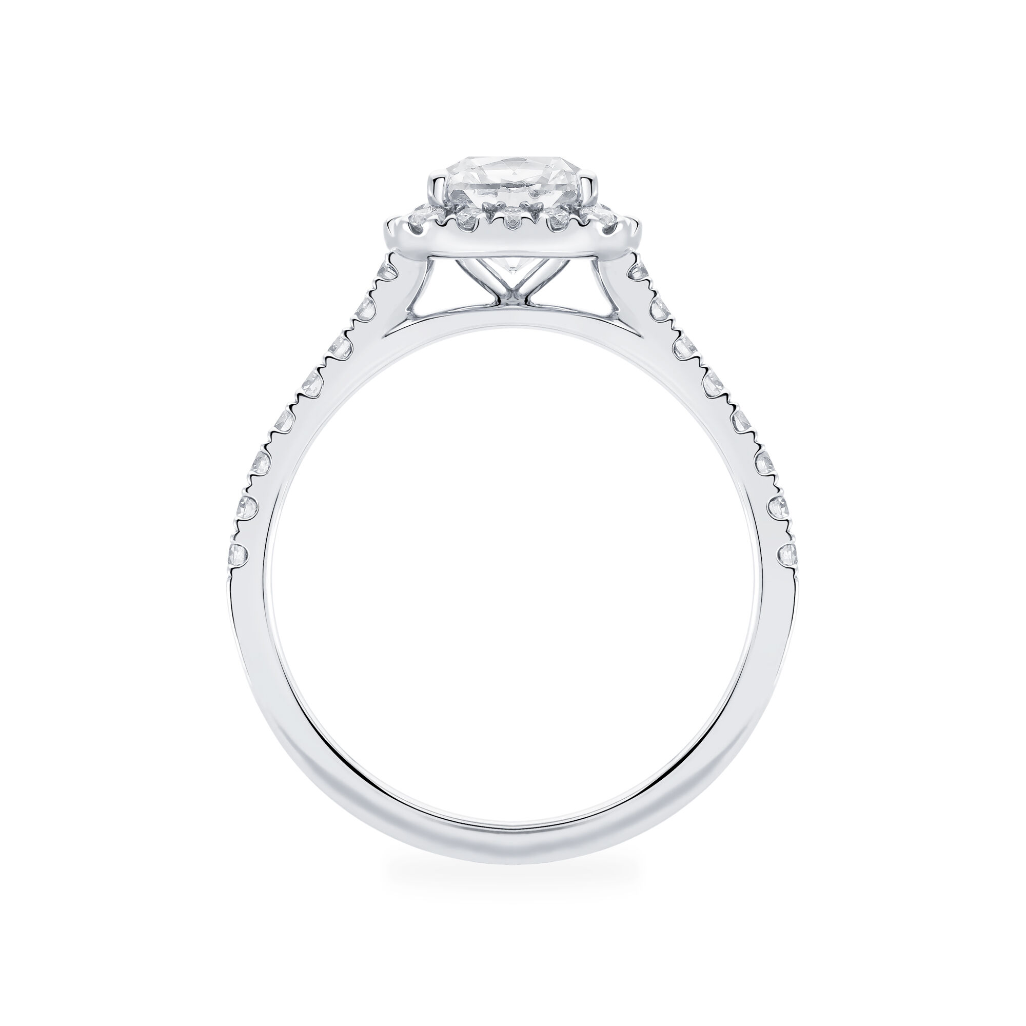 Cushion Cut Diamond Engagement Ring with Halo and PavÃ© Band-5-50 