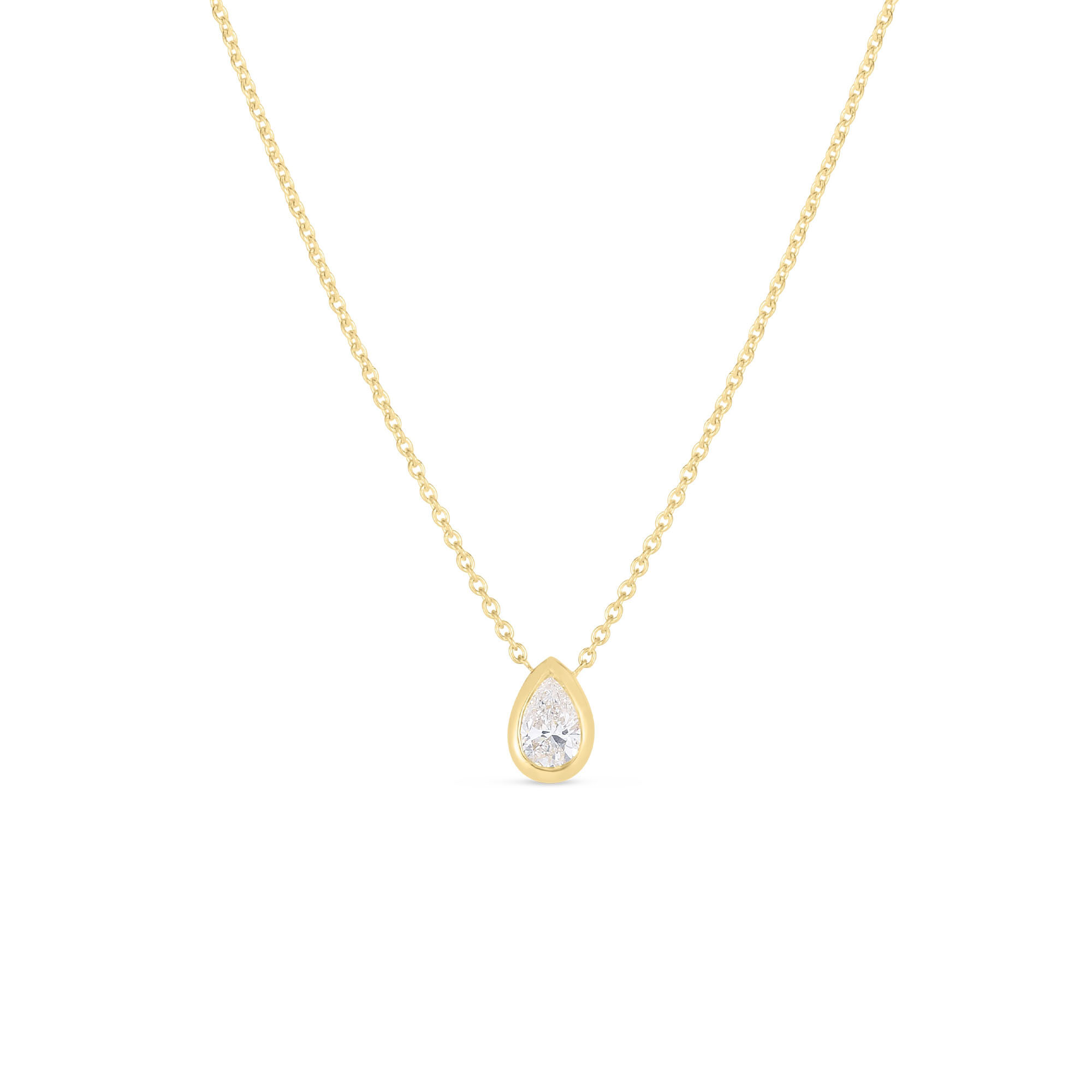 Diamonds By The Inch Yellow Gold and Diamond Pear Cut Pendant