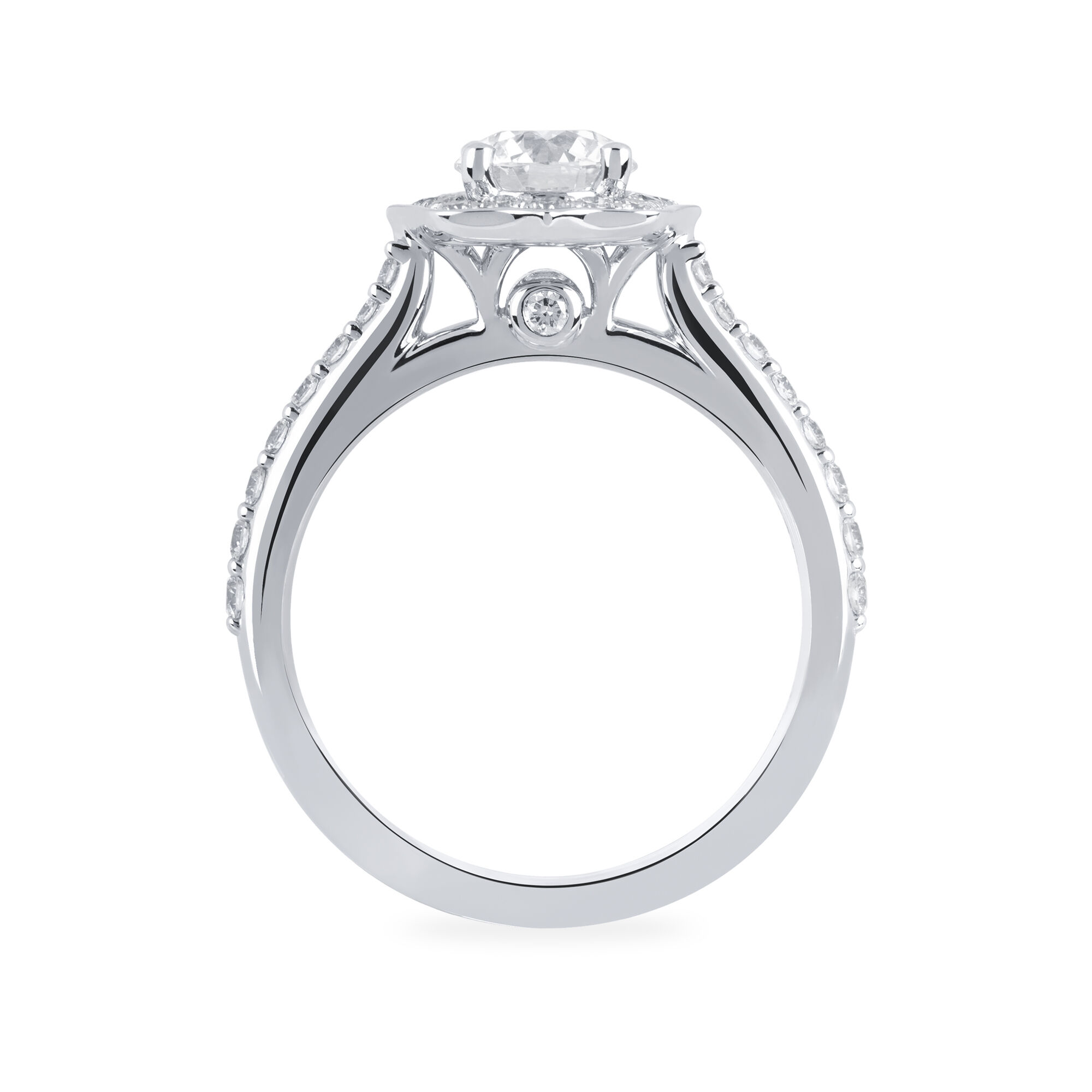 Heirloom Round Solitaire Diamond Engagement Ring with Halo and 