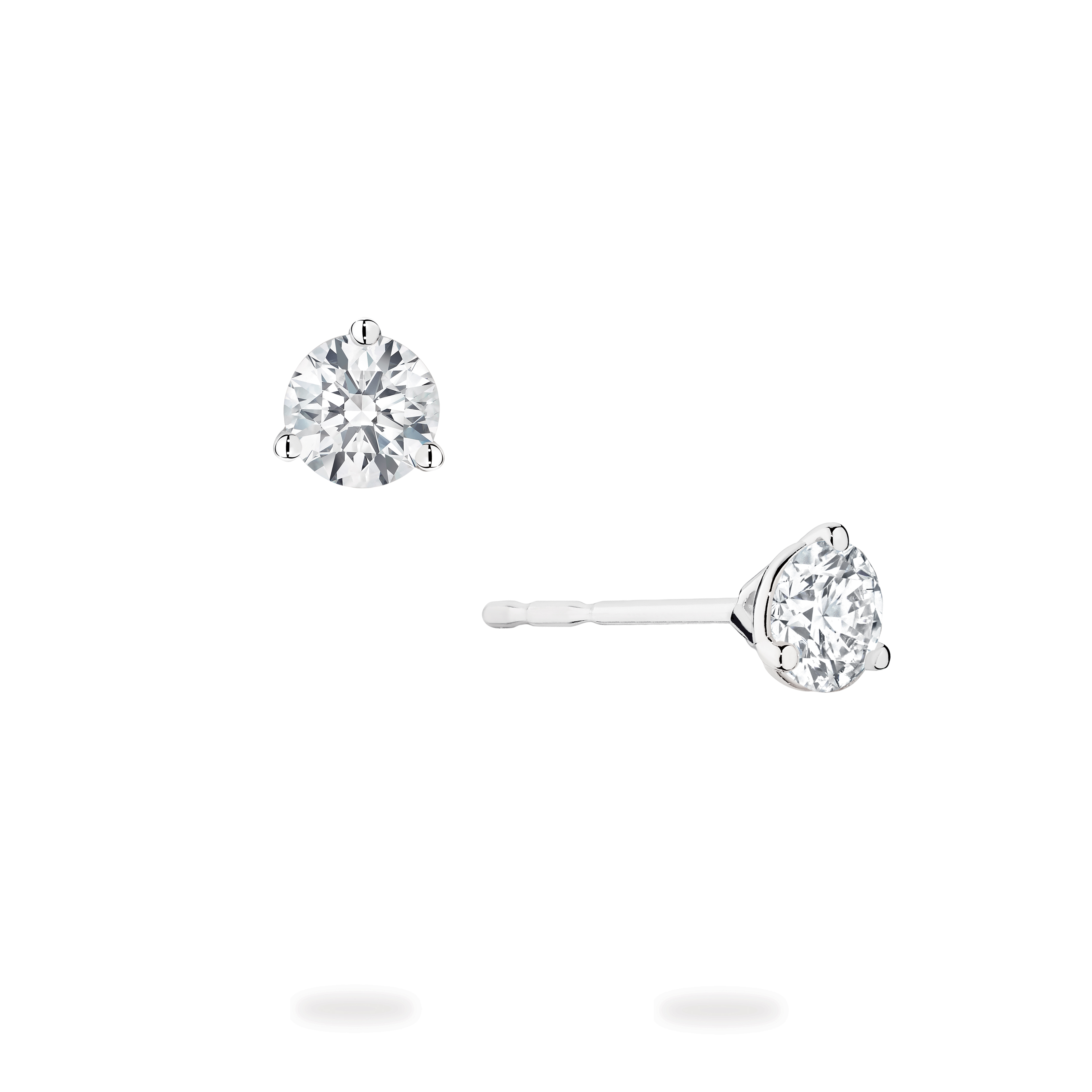 Round Cut 3-Prong Solitaire Diamond Earrings | Birks