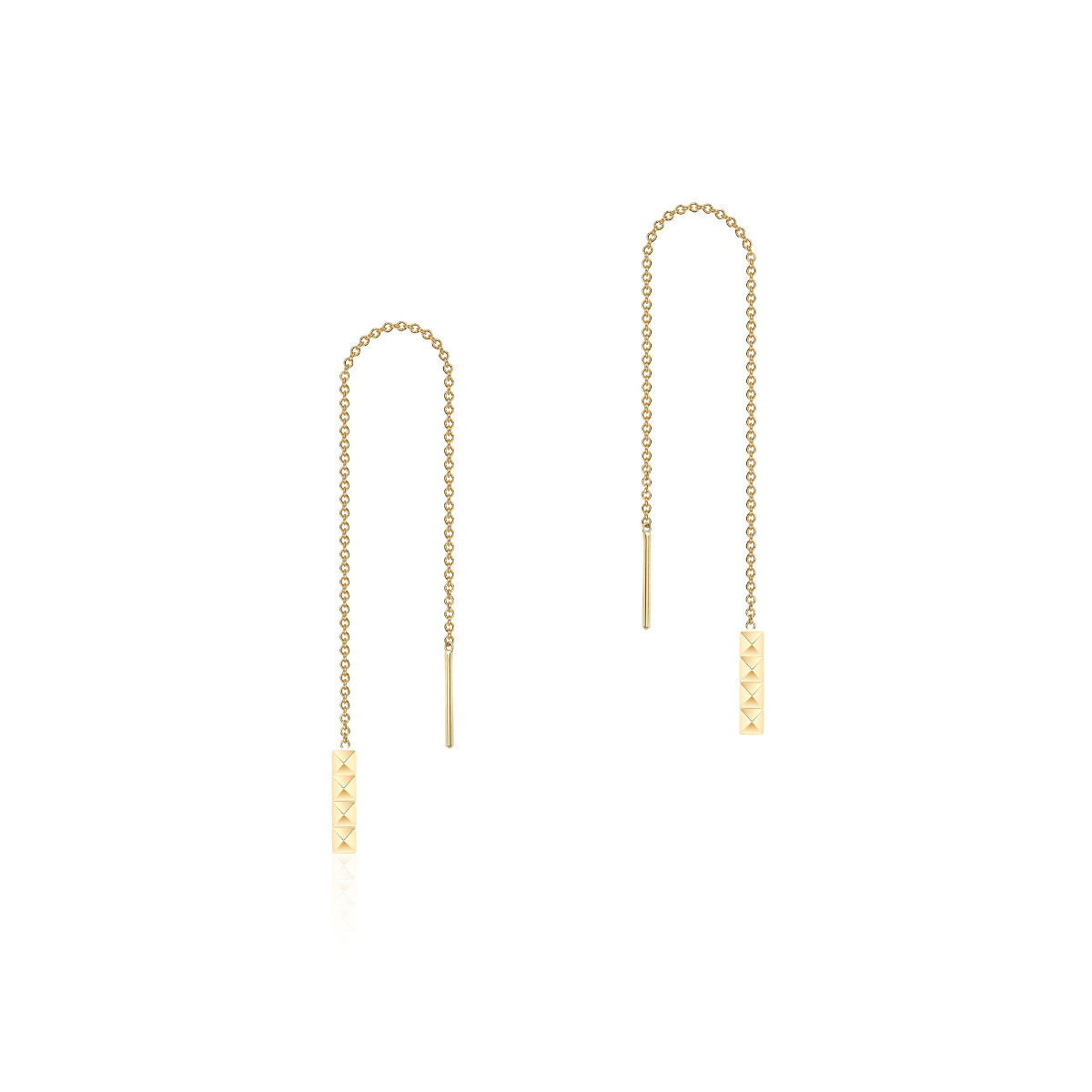 Yellow Gold Pixel Chain Earrings