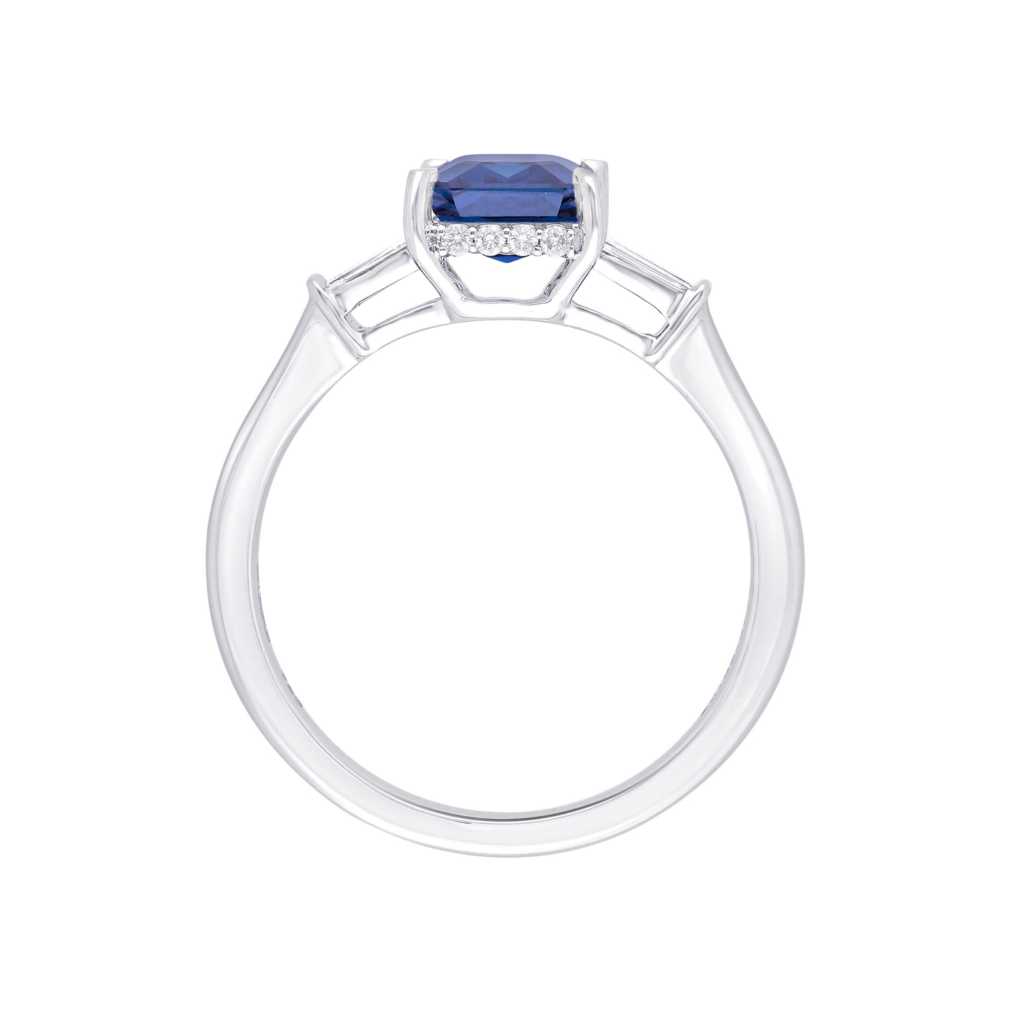 Blue Sapphire and Diamond Tapered Baguette Ring | SG20992R-8S