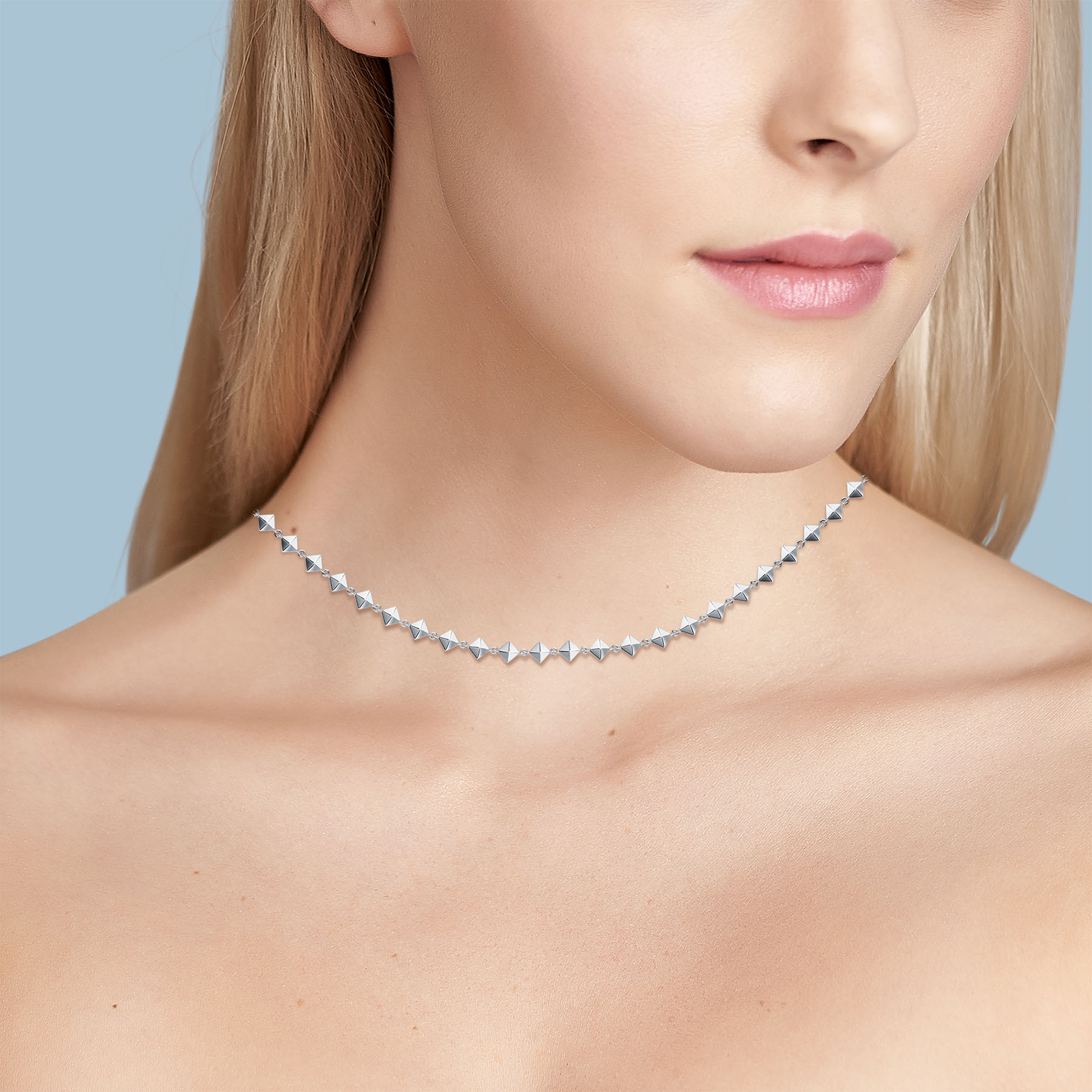 Silver Rock & Pearl Choker Necklace