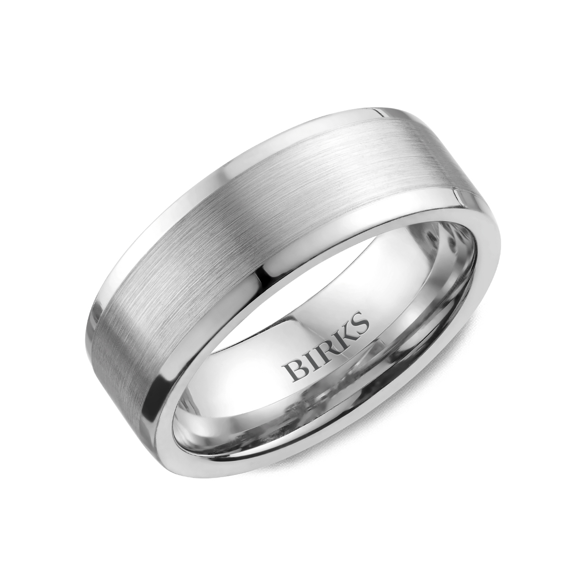 6 MM White Gold Wedding Band with Centre Satin Finish-10