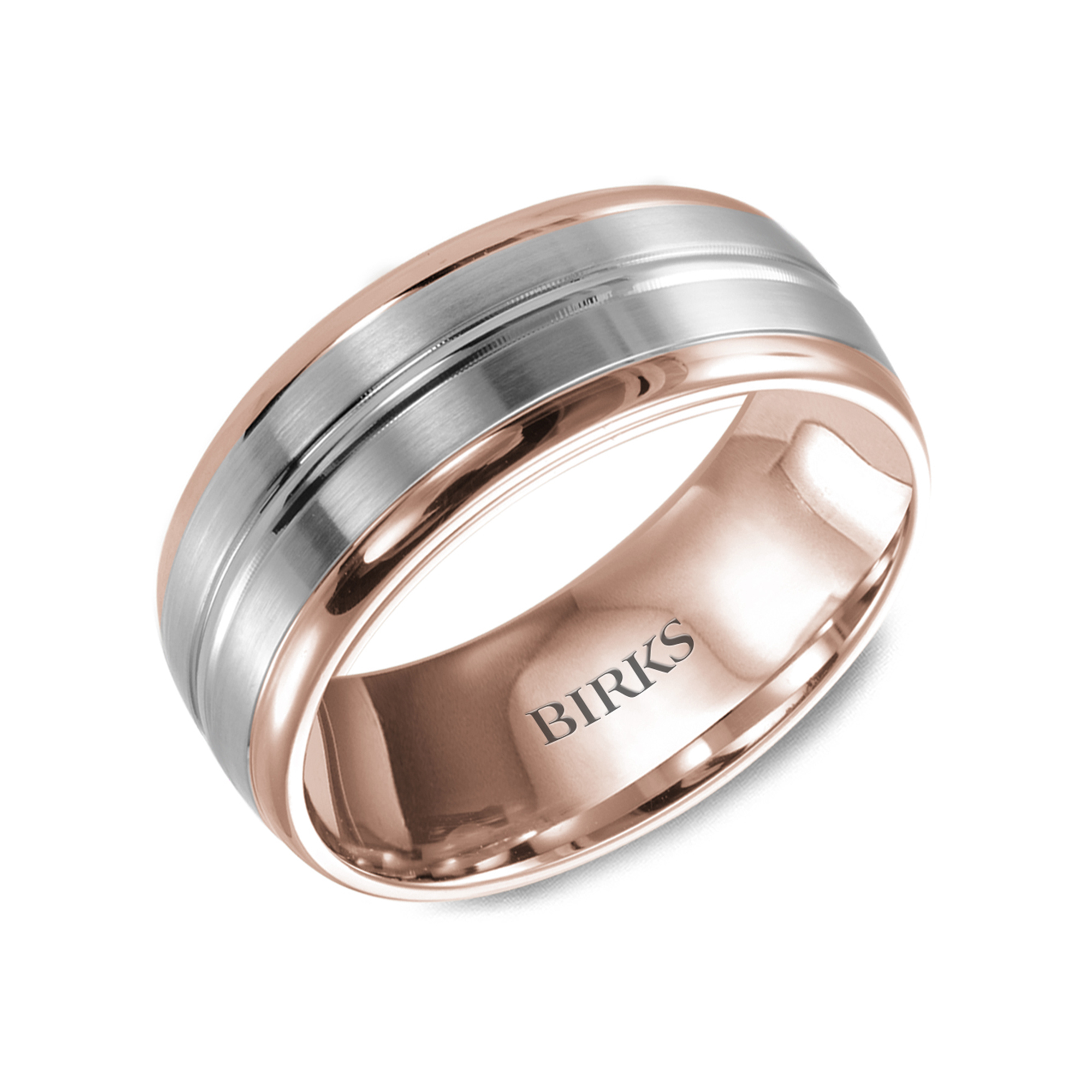 8 MM Rose and White Gold Wedding Band - 10