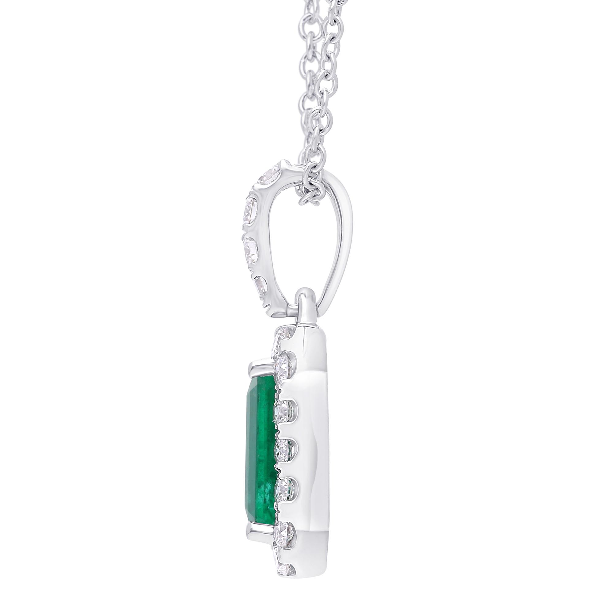 Emerald and Diamond Halo Pendant-1.26