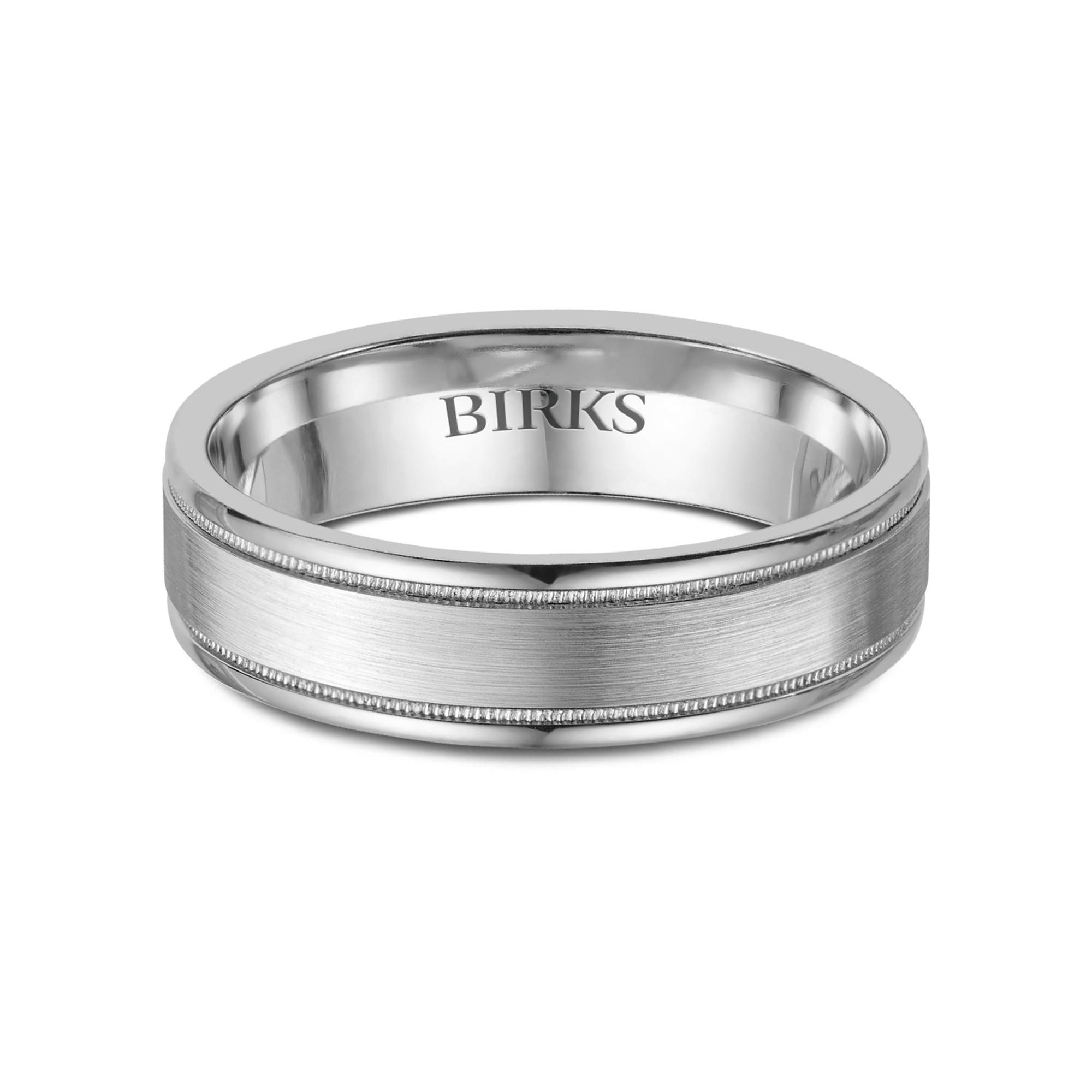 Bijoux Birks | 6MM White Gold With Milgrain Men's Wedding Band